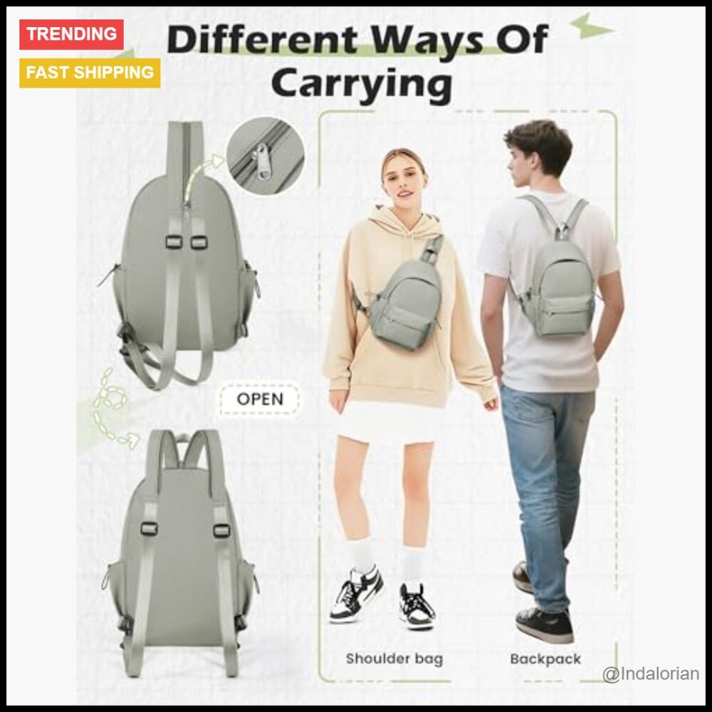 Lightweight Nylon Sling Backpack Adjustable Cross… - image 4